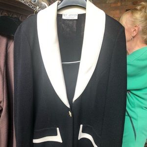 St. John collection sweater with faux blouse.